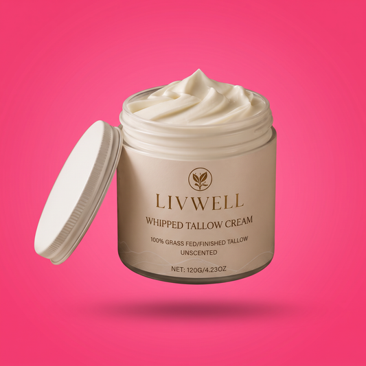 Whipped Tallow Cream on hot pink studio background