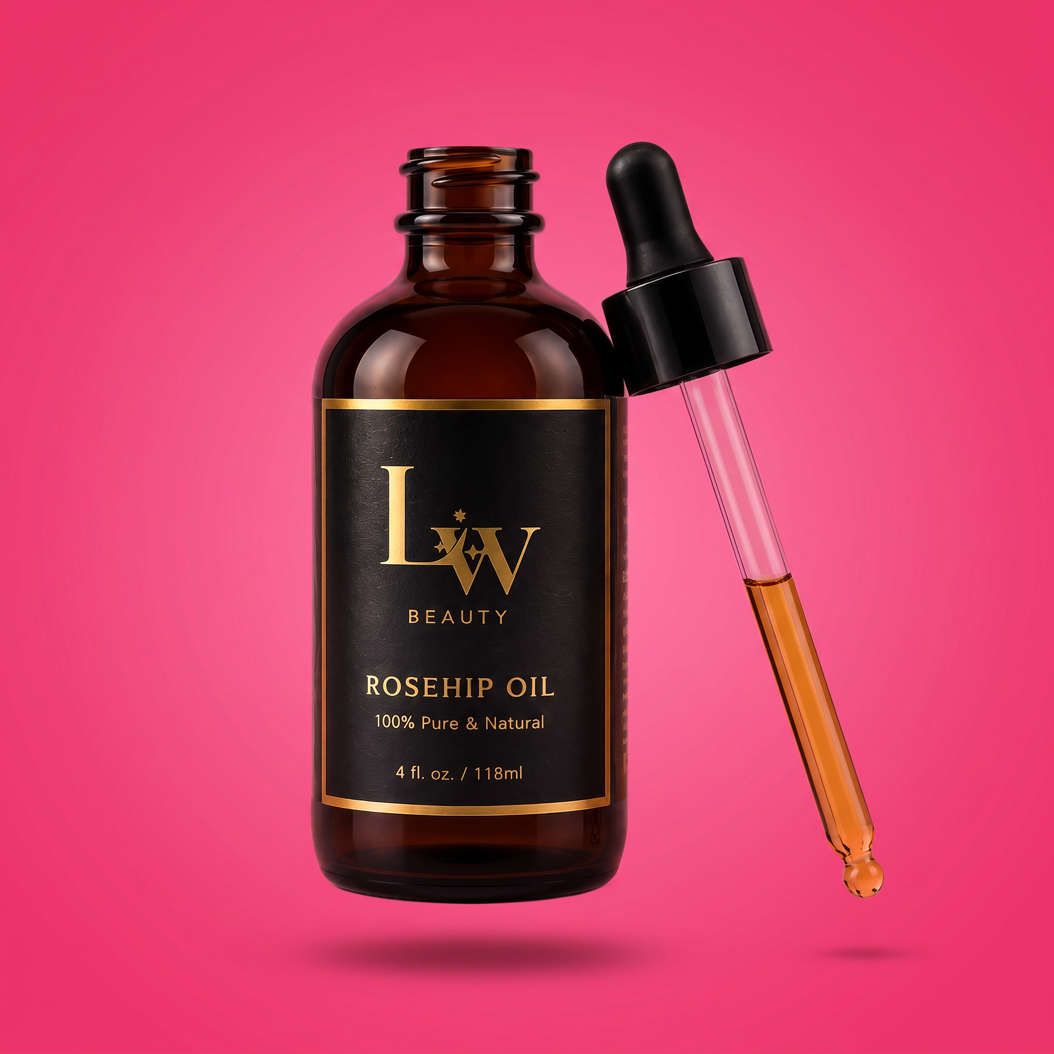 Rosehip Oil on hot pink studio background