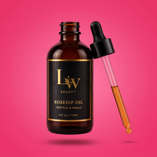 Rosehip Oil on hot pink studio background