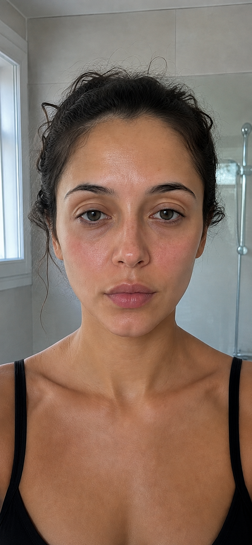 After using the Ivory Pro Gua Sha — de-puffed, sculpted jawline
